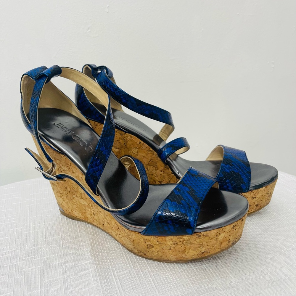 Jimmy Choo Snakeskin Blue Wedges